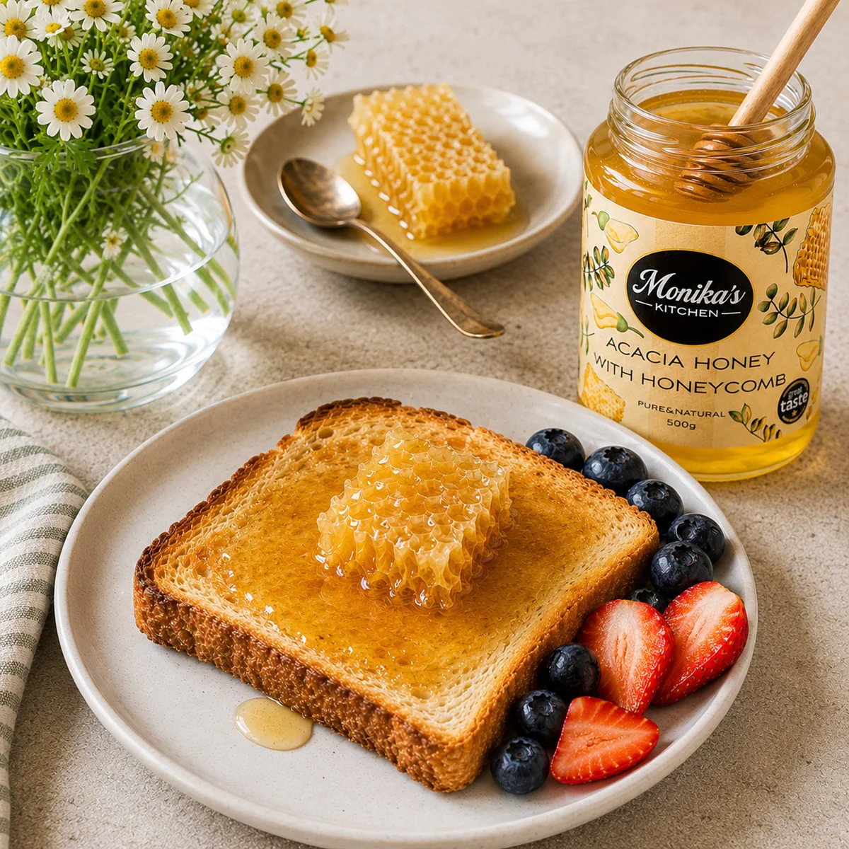 Acacia Honey with Honeycomb 500g - Image 3