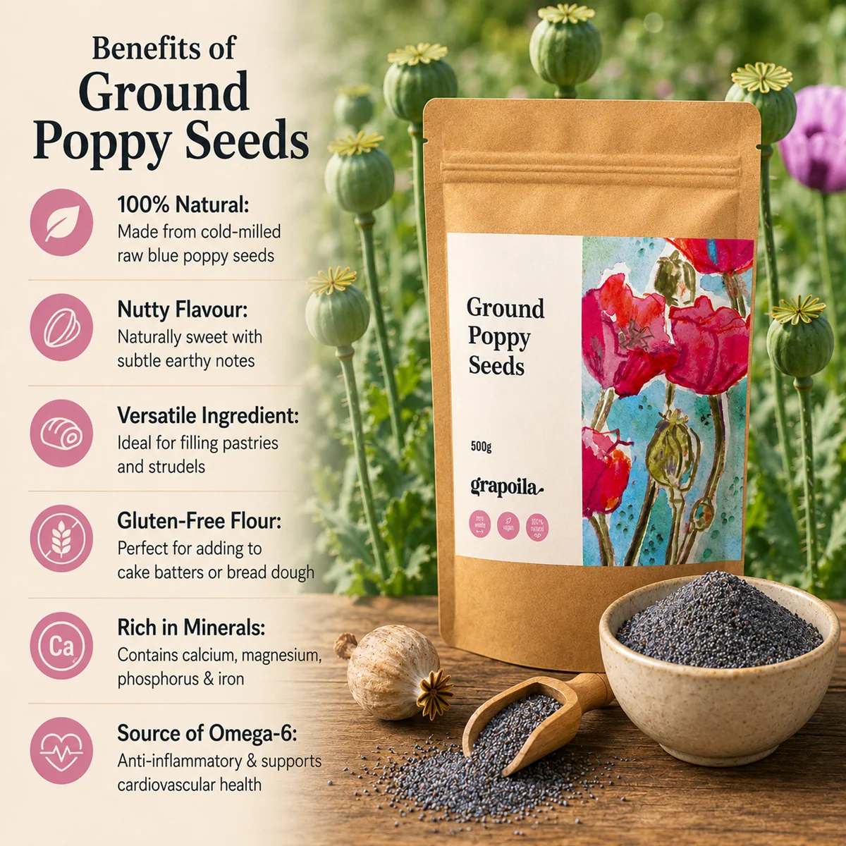 Ground Poppy Seeds 500g - Image 2