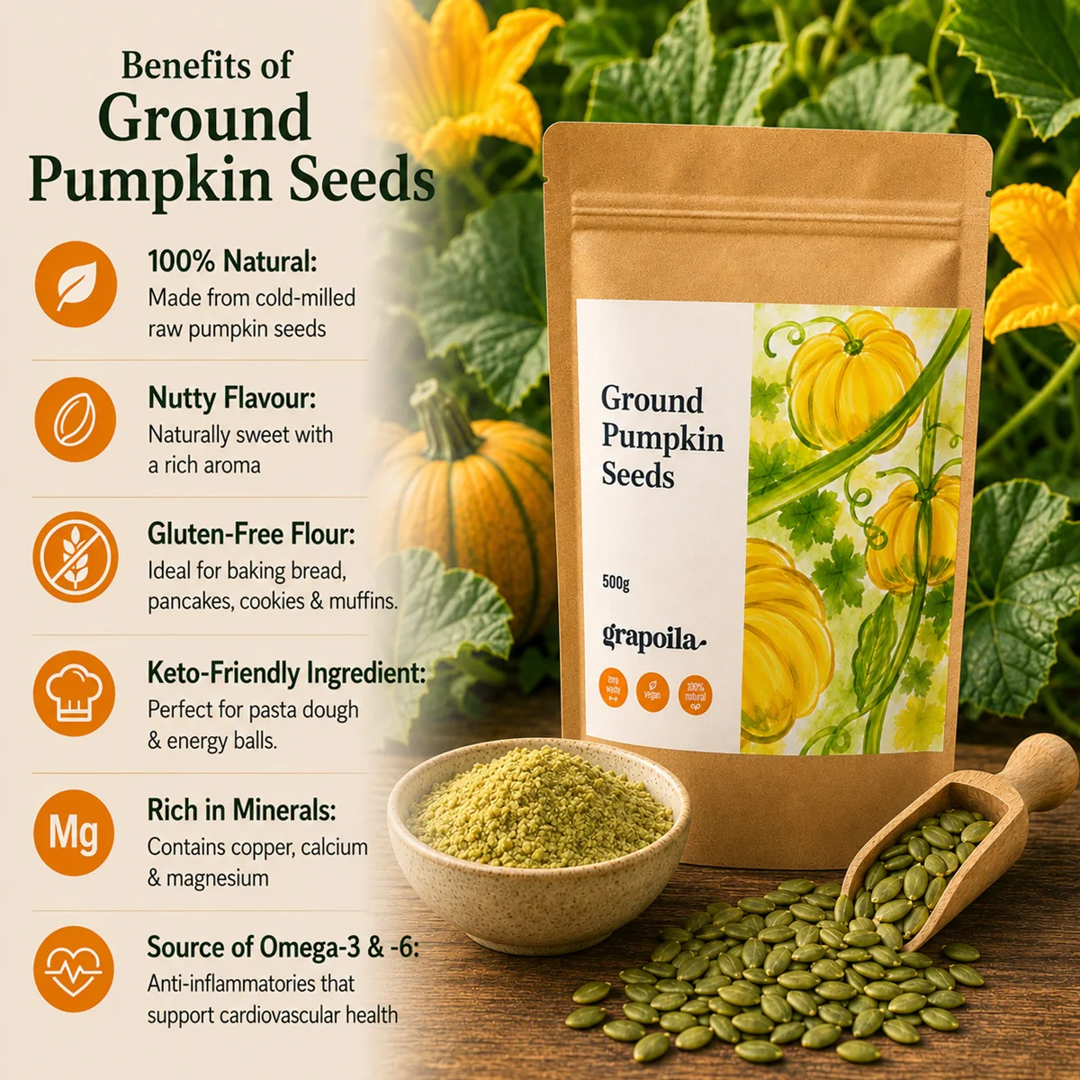 Ground Pumpkin Seeds 500g - Image 2
