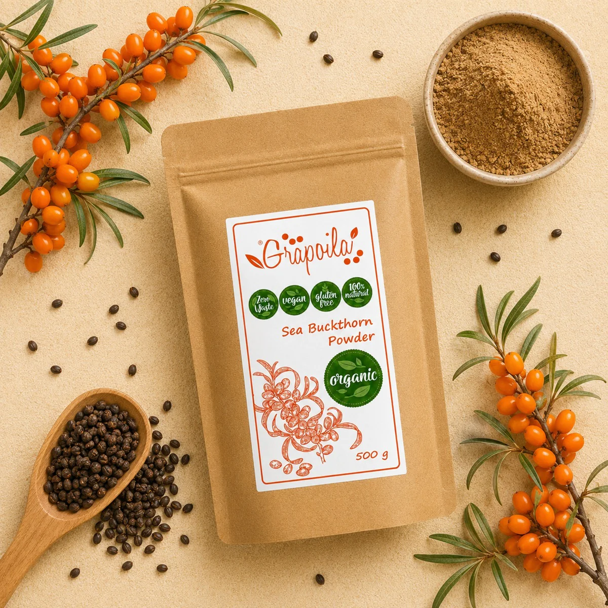 Organic Sea Buckthorn Powder 500g - Image 3
